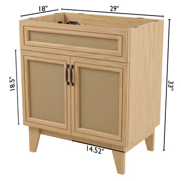 Javer Rattan Modern Farmhouse 2-Shelf Bath Vanity Cabinet Only (Sink Basin not Included)